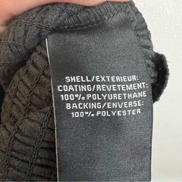 7 FOR ALL MANKIND Square Neck Shirred Smocked Faux Leather Peplum Blouse Top - Picture 6 of 7